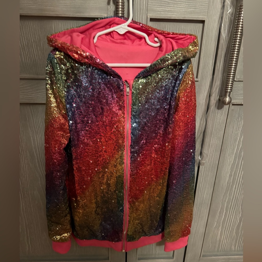 Girls rainbow sequin hoodie - new without tags
